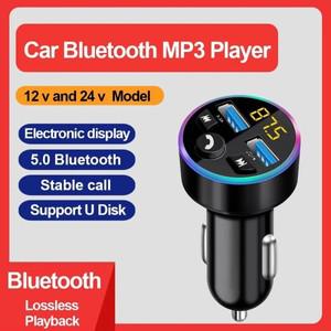 차량용 MP3 플레이어, 블루투스 리시버, FM 송신기 변조기, 무선 5.0, USB 고속 충전기, 음악 핸즈프리 키
