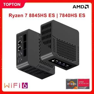 Topton 미니 PC AMD Ryzen 7 8845HS ES 베어본 컴퓨터 Windows 11 2xDDR5 PCIe4.0 2*HDMI2.0 USB4.0 게임용