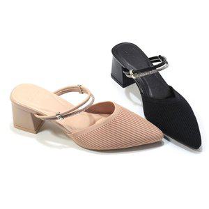 갤러리아 세라 여성 소가죽 니트 콤비 투웨이 뮬 샌들힐 TCM24005 컬러 2종 5CM