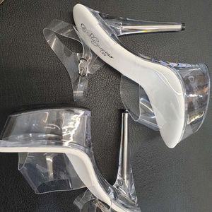 여성 대회용 신발 폴댄스 웨딩 구두 15cm 촬영 용구두 댄스화 투명 하이힐 슈즈