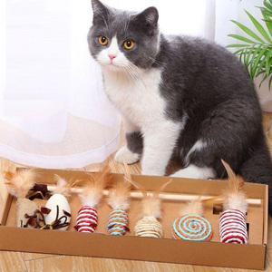 프리미엄 고양이 냥이 캣 이갈이 낚시 막대 장난감 7종세트 스크래쳐 인형 우드 낚시대