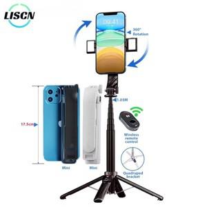 LISCN 미니 셀카봉 360 회전 및 휴대용 접이식 삼각대 블루투스 리모콘이 포함된 스마트
