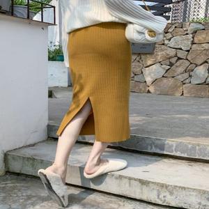 [오노마] ONM 여성 5컬러 심플 베이직 H라인 골지 니트 밴딩스커트