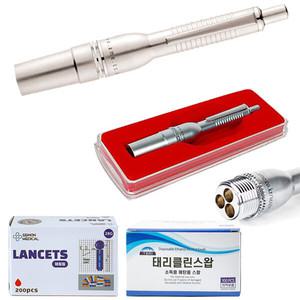 삼침 무통 채혈기(3구 사혈기)+채혈침200개+알콜솜 100매 부항 수지침 손따는침 병원 한의원 약국