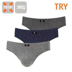 TRY 주니어 면스판 삼각팬티 남자속옷 브리프 3매세트남학생 디자인 쥬니어 어린이 남아