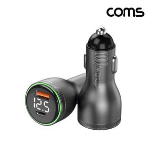 Coms 100W 차량용시가어댑터 QC3.0 PD 고속충전기 C타입 USB 3.1자동차가잭 C거 USB거 2구거 거잭