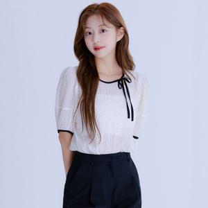 로엠 배색 리본 블라우스_리오더2colors_RMBLE37RT9 296296