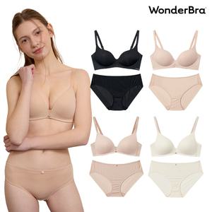 [예약구매][Wonderbra] 썸머에디션 아쿠아 V넥&일체형볼륨 볼륨 노와이어 브라4+팬티4 8종세트