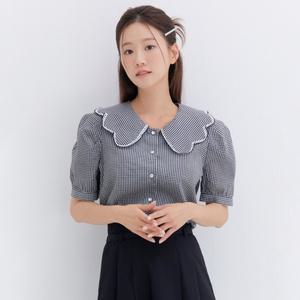 [롯데백화점]로엠 체크 반팔 블라우스(1color)_RMBLD26R83