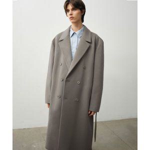 [매장정품] 드로우핏 DRAW FIT 프리미어 퓨어 캐시미어 로브 더블 코트 [베이지ISH GREY]