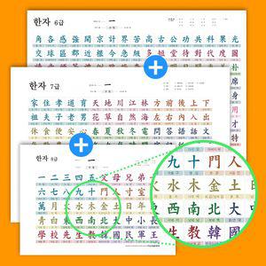 바이소품 6급 7급 8급 한자 인테리어 포스터 세트 벽포스터 학습 벽보 어린이보 학습보