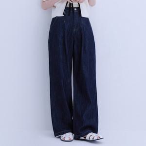 [롯데백화점]로엠 하이웨이스트 턱 린넨 와이드 데님(2colors)_RMTJE25G15