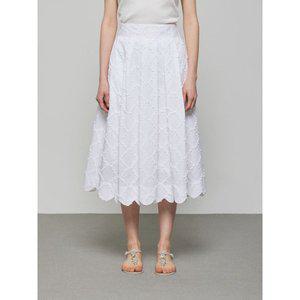갤러리아 [25S/S] 듀엘 스칼럽 헴 레이스 플레어 스커트(D252MSD054)