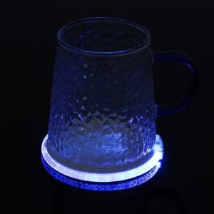 홈파티 자동 LED 컵받침 블루 술잔코스터 10cm