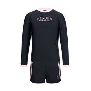 [레노마수영복][본사직영] 여아 스포티 배색 래쉬가드 세트 블랙 RN-GS2F521-BK