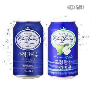 [일화]초정탄산수(플레인)350mlX24캔+초정탄산(그린애플)350mlX24캔 (총48캔)