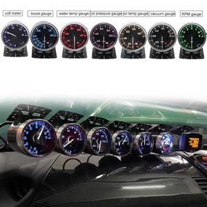 터보 부스트 게이지 자동차 멀티 LCD 레이싱 타코미터 수온 오일 온도 압력 계기 7 가지 색상 60mm