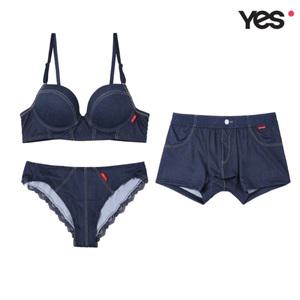 [롯데백화점]예스 유니크 데님 커플속옷SET1 YSWBZ401YSWPZ401YSMDZ401