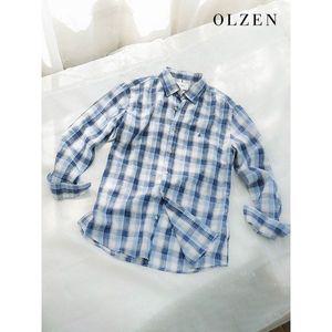 [올젠]린넨혼방 멀티 빅체크셔츠  ZOC2WC1302 _P360110592