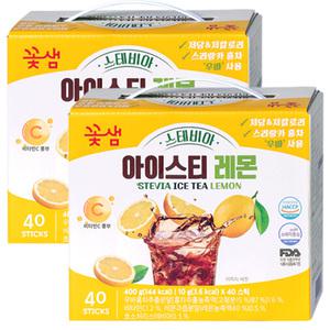 꽃샘 스테비아 아이스티 레몬 40T+40T 저당 저칼로리 우바홍차