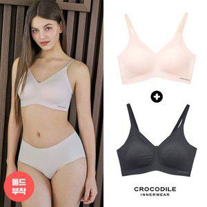[감탄브라] [크로커다일] 라이크라 쉘론 몰드부착 스트랩 감탄브라 2종 라이트베이지+블랙 CDWBR5M2226