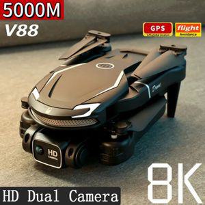 입문용 농업용 드론 V88 8K 듀얼 카메라 광학 흐름 장애물 회피 전문 항공 사진 GPS 브러시리스 5000M 신제