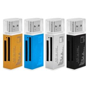 VizGiz 4 팩 올인원 마이크로 SD 카드 리더 알루미늄 USB 2.0 미니 멀티 슬롯 메모리 라이터 어댑터 MS M2 MMC SDHC DV 듀오 스틱 PRO MicroSD T-Flash TF