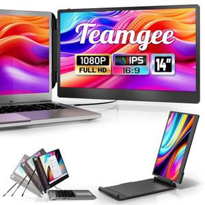 TEAMGEE 노트북 화면 확장기, 노트북용 14인치 FHD 1080P IPS 휴대용 모니터, 내장 스탠드 /스피커, 13~17인치 듀얼 스크린 MAC에 적합한 플러그 앤 플레이, WINES, ANDROID, DEX