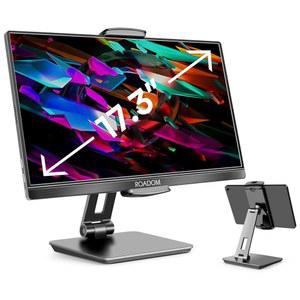 ROADOM 태블릿 스탠드, 조절 가능한 360 회전 브래킷, 180 기울일 수 있는 클램프, 4.7 17.3인치 IPHONE용 접이식 홀더 /아이패드 호환 /태블릿 /휴대용 모니터, 알루미늄 합금, 블랙