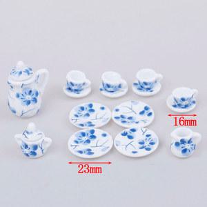 1 12 미니어처 도자기 찻잔 세트 Chintz 꽃 식기 주방 인형 집 가구 장난감 티팟 DIY 15