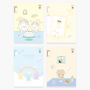 펜피아 1000 초등노트 제본 1~2 무제 노트 17줄 캐릭터 유선 필기 학생 공책 24매
