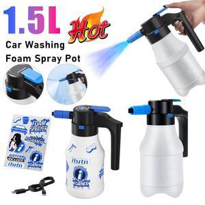 세차용 전기 거품 분무기  강력한 펌프  스프레이 병  USB 충전식 자동차 청소 도구  1.5L