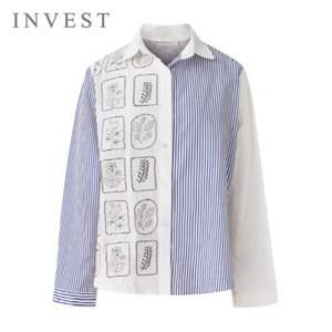 [인베스트] 하프 배색 롱 블라우스_IN5S1BL5291
