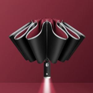 완전자동 양우산(레드) 양산우산 LED 거꾸로 접히는