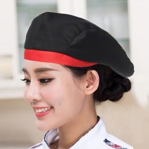 단정한 베레모 주방모자(블랙레드) 조리모자