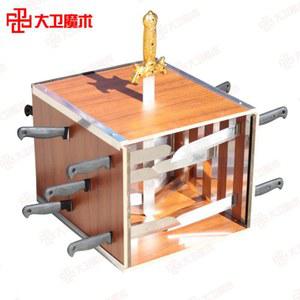 10 트릭 나이프 도구 상자(검은색) 관통 상자 무대 머리 장비 마술 찌르기 마술도구