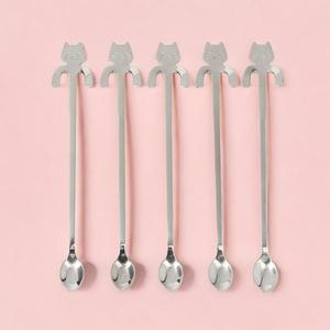 7day 고양이팔 컵걸이 롱 티스푼 5p세트(20cm) 디저트/차스푼/다과/후식/세트/커피/가정용/선물용