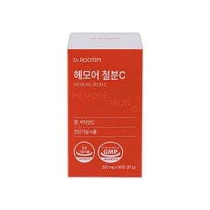 닥터루템 고함량 헤모어 철분 비타민C 3개월분 90정 철분제 비헴철 식물성