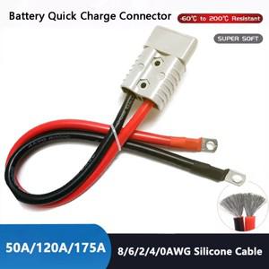 전기 자동차 배터리 플러그 용 8/6/4/2/0awg 실리콘 케이블이있는 50A/120A/175A 600V 고전류 커넥터 키트