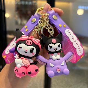 MINISO Kawaii Sanrio Kuromi 열쇠 고리 Pvc 인형 만화 애니메이션 Cinnamoroll 가방 펜던트 자동차 액세서