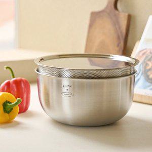 [리한]한국도자기리빙 리한 본 스텐 믹싱볼 채반 커버 3P 세트 24cm
