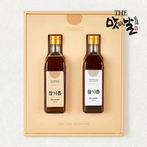 [선물세트]국산 참기름 180ml+들기름 180ml/저온압착