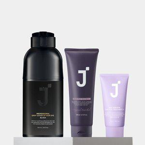 [제이숲]새치염색 블랙300ml+헤어팩 트리트먼트 200ml(실크케라틴 트리트먼트 2X 50ml 기획구성)