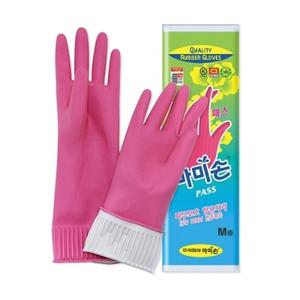 마미손 중형 핑크색 패스 천연고무라텍스 고무장갑 천연라텍스 생고무 주방장갑