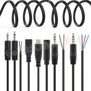 영상선 암 수 2 핀 4 라인 마이크로 USB 2.0 C타입 타입 충전기 와이어 AUX 옥스 모노 커넥터 전원 공급 장치 연장 케이블 2.5mm 3.5mm
