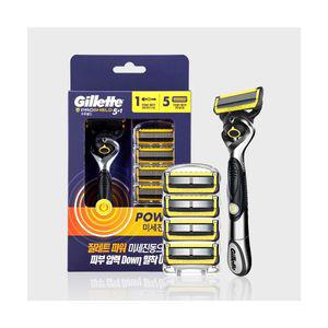 매장정품 GILLETTE 프로쉴드 파워 면도기 핸들 + 면도날 5입 343834