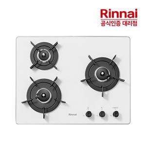 [전국설치] 린나이 3구빌트인 가스레인지 RBR-P3511WD 화이트 자동불꽃조절센서 펄크리스탈
