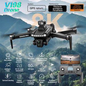 드론 샤오미 V198GPS ESC 8K 전문 HD 카메라 브러시리스 장애물 회피 공중 접이식 쿼드콥터 미니