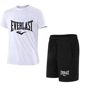 농구유니폼 농구복 져지 바지 나시 티셔츠 반티 남성용 EVERLAST 프린트 메쉬 티셔츠 + 반바지 2 피스 세트