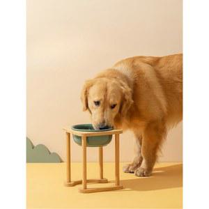대형견 밥그릇 식탁 도자기 높이16cm 소형견 나무 그릇 강아지볼 펫볼